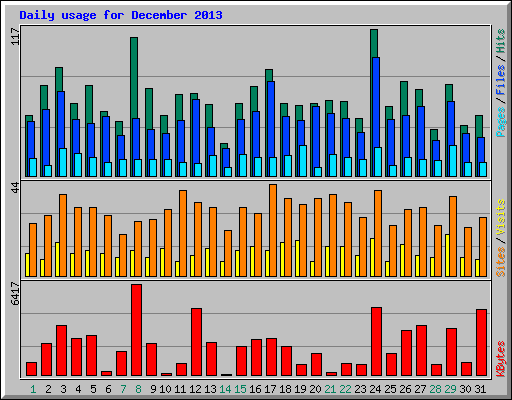 Daily usage for December 2013