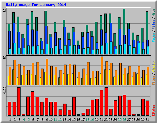 Daily usage for January 2014