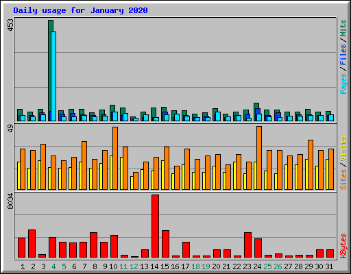 Daily usage for January 2020