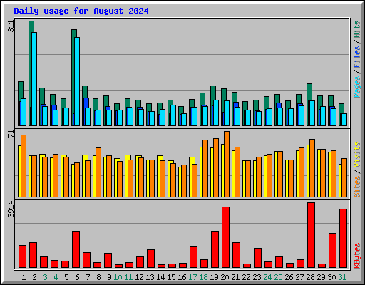 Daily usage for August 2024