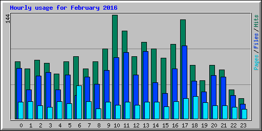 Hourly usage for February 2016