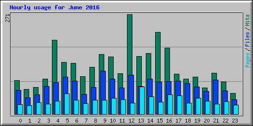 Hourly usage for June 2016