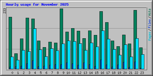 Hourly usage for November 2025